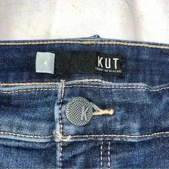 Kut Distressed Donna Fab Ab Ankle High Waist Stretch Zip Dark wash Jeans 4 - Picture 8 of 10